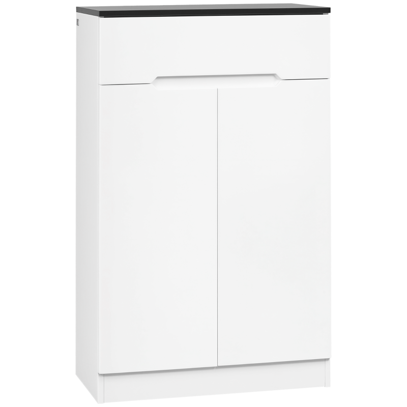 HOMCOM Scarpiera Slim da 12 Paia max per Ingressi con 3 Ripiani Regolabili e Cassetto, in Truciolato Bianco, 60x32x100 cm