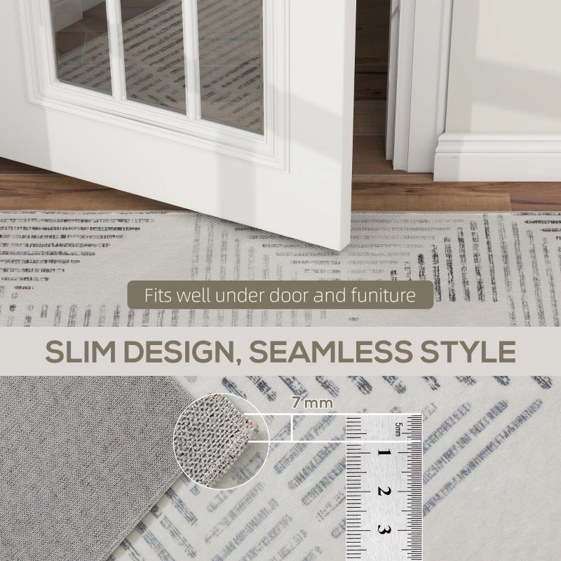 HOMCOM Modern Area Rug, Geometric Pattern Non-Slip Washable Rug, Soft Floor Carpet for Living Room, Bedroom, Dining Room, Home Office, 230 x 160 cm, Grey