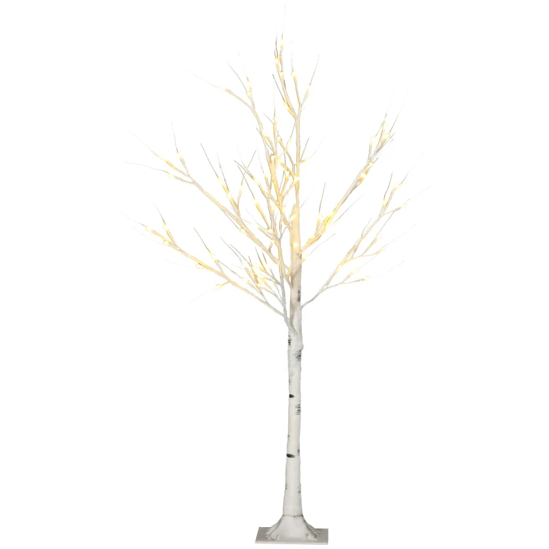 HOMCOM Arbre lumineux LED - décoration lumineuse blanc chaud - 72 LEDs - usage intérieur - 120 cm - décoration de noël chambre maison blanc