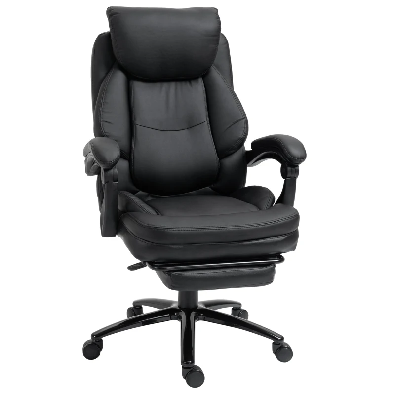 Vinsetto Chaise de bureau fauteuil de bureau ergonomique grand confort hauteur réglable dossier inclinable repose-pieds pivotant à 360 ° 73 x 66 x 118 cm noir