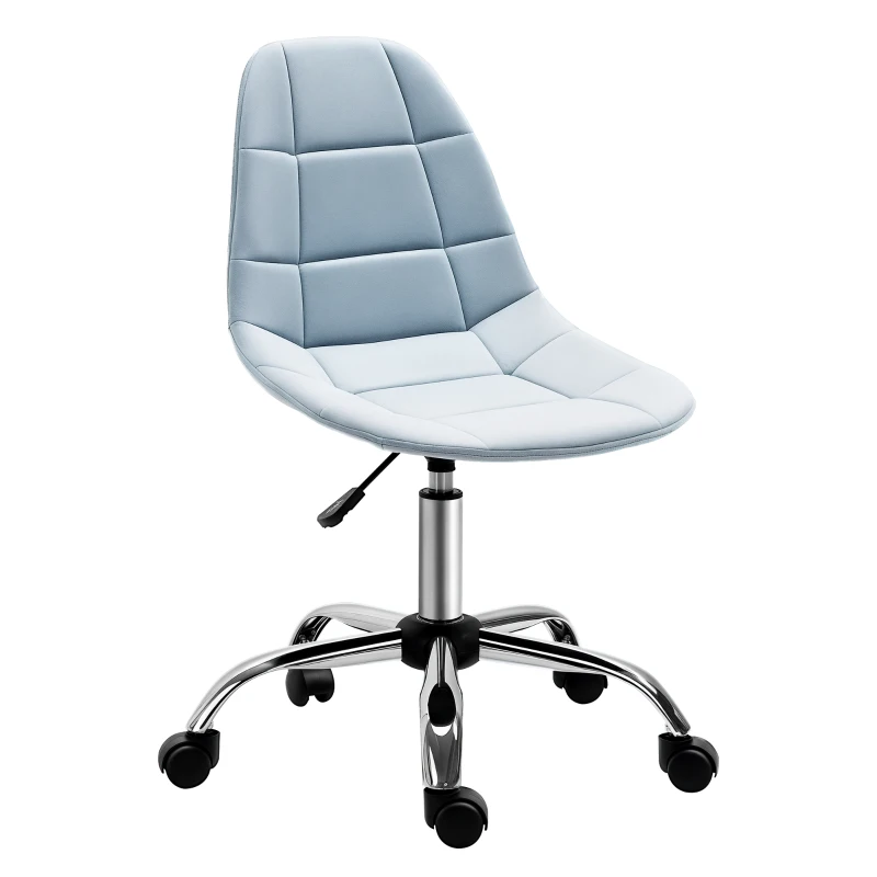 Vinsetto Sedia da Ufficio Ergonomico, Sedia Girevole Scrivania, Regolabile Senza Braccioli, Azzurro, 59x59x81-91cm