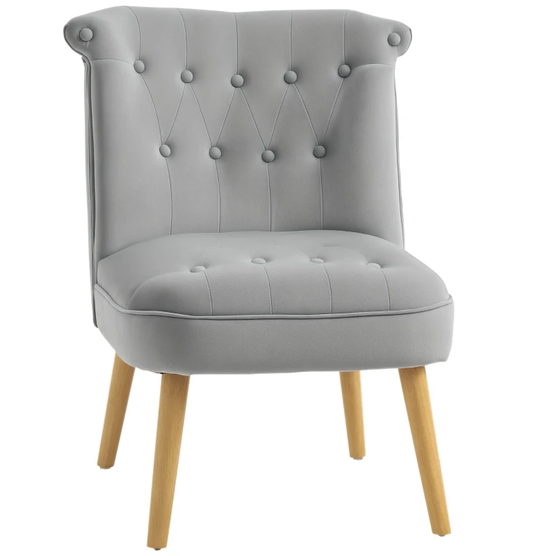 HOMCOM Sedia Moderna per Soggiorno e Sala da Pranzo con Seduta Imbottita e Tessuto Vellutato, 60x66x79 cm, Grigia