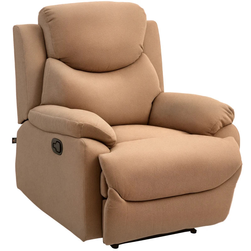 HOMCOM Poltrona Relax Manuale Reclinabile a 150° con Poggiapiedi in Tessuto, 93x88x102cm, Marrone Scuro