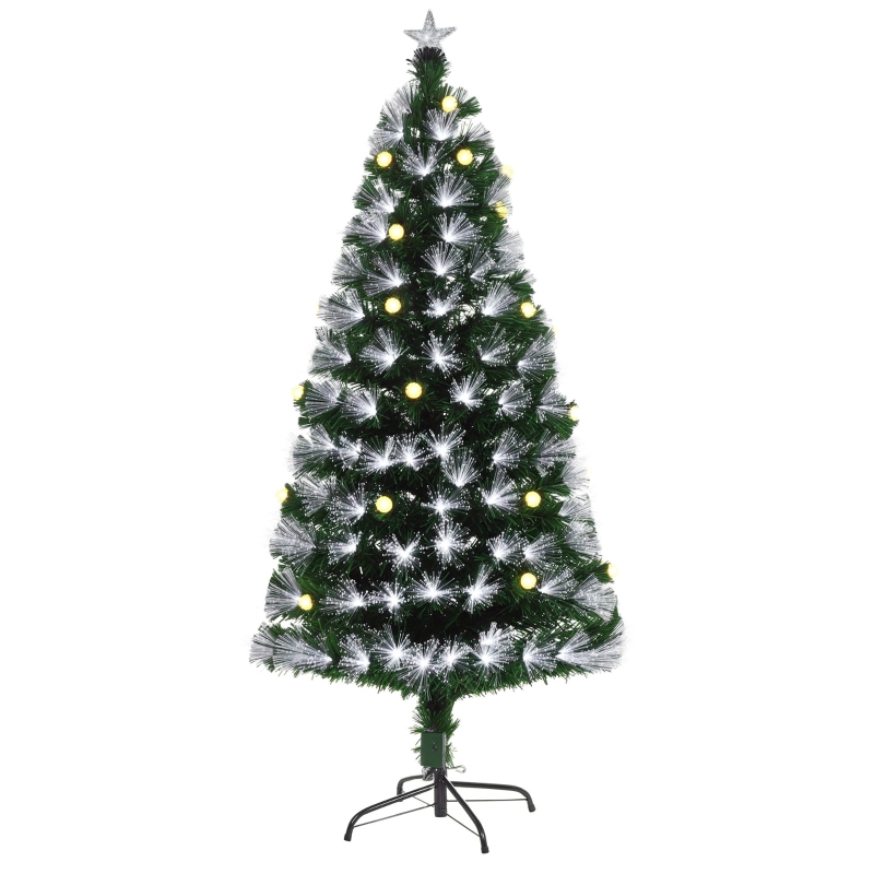 HOMCOM knstlicher Weihnachtsbaum mit Fernsteuerung LED-Leuchten Christbaum  Tannenbaum PVC Metall Grn+Wei 75 x 150 cm | Aosom.de