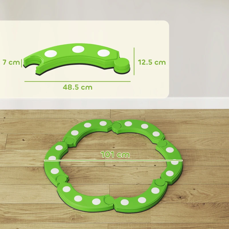 AIYAPLAY Percorso di Equilibrio per Bambini di +3 Anni con Punti Tattili per Interni ed Esterni, Verde