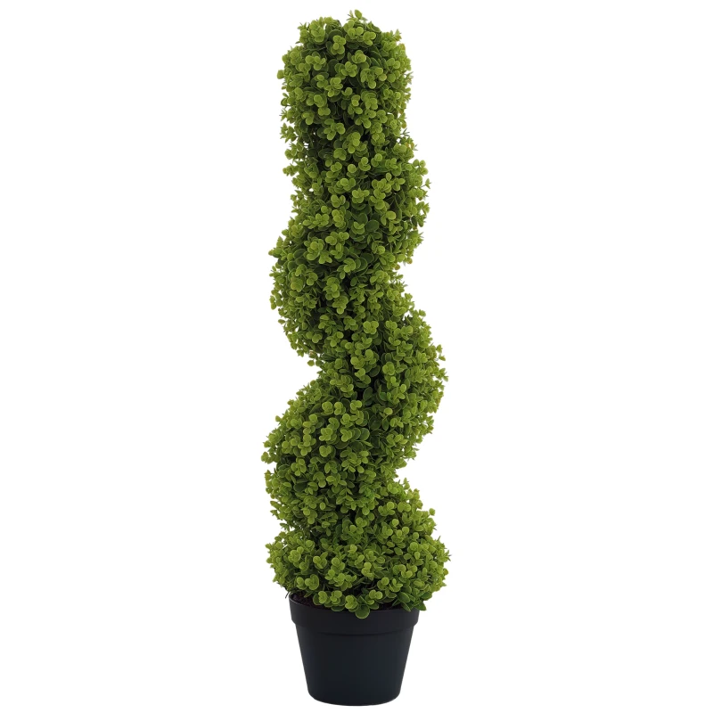 HOMCOM Plantă Artificială Eucalipt Spiralat cu Ghiveci Inclus Rezistent la Raze UV, Ø17,5x90 cm, Verde