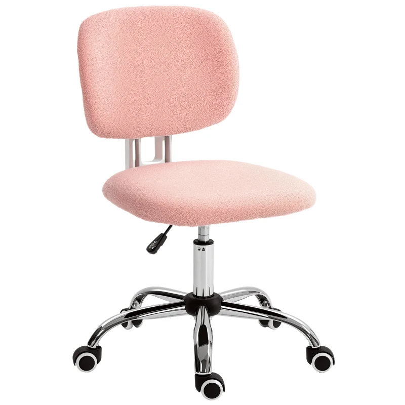 Vinsetto Sedia Ergonomica ad Altezza Regolabile in Poliestere con Schienale Ricurvo, 48x53x80-90 cm, Rosa