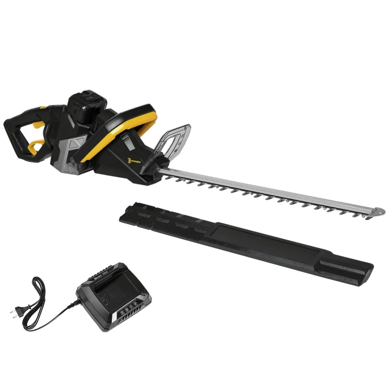 DURHAND Tagliasiepi Elettrico a Batteria con Impugnatura Ergonomica Regolabile 180° e Lama da 52cm