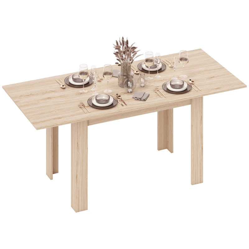 HOMCOM Erweiterbarer Esstisch, rechteckiger Küchentisch, für 8 bis 6 Personen, 140-180 x 80 cm, Naturholzoptik