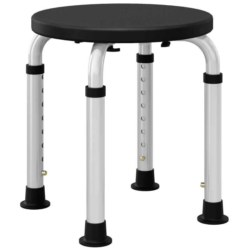 HOMCOM Tabouret de Douche réglable en Hauteur siège de Douche Ergonomique Pieds antidérapants Charge Max. 136 Kg alu HDPE Noir