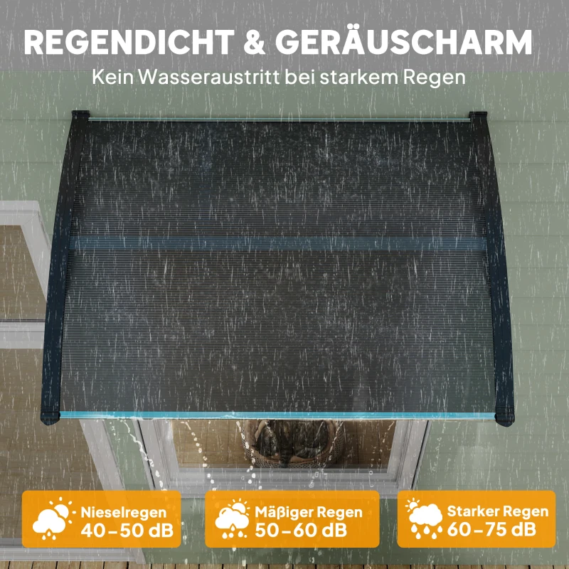 Outsunny Vordach, Haustürvordach, Überdachung für Eingänge und Fenster, 100L x 75B x 23H cm, Schwarz