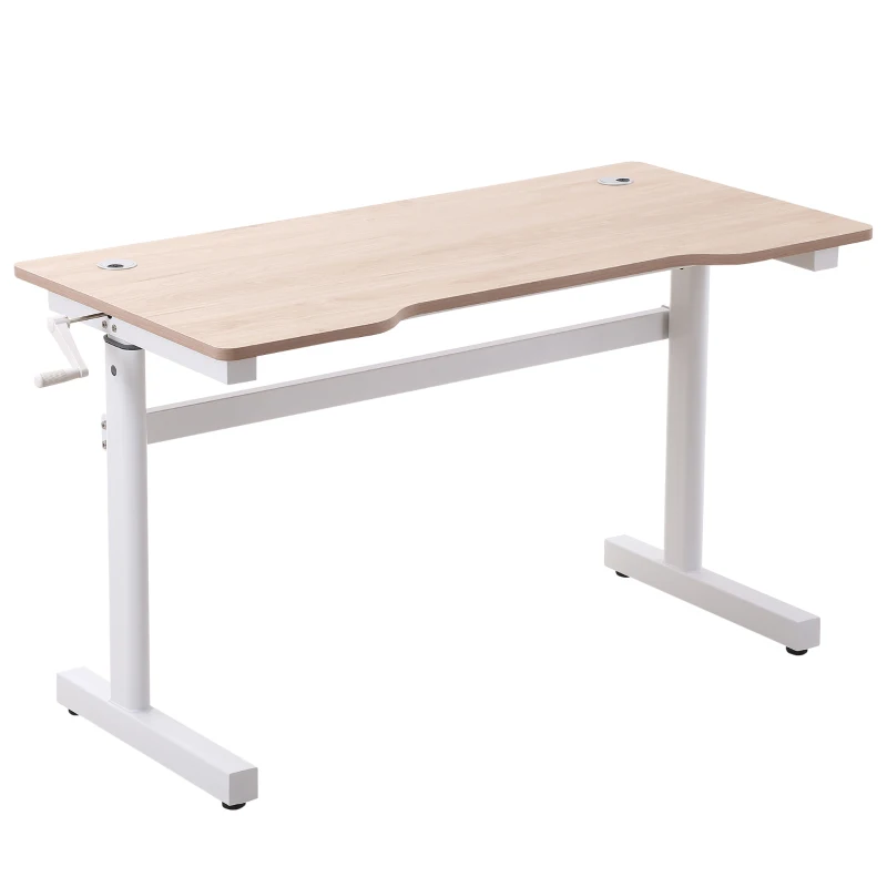 Vinsetto Escritorio de Pie 120x60x72-117 cm con Altura Ajustable Manual con Manivela Mesa para Ordenador para Oficina Estudio Salón Estilo Racing Carga 150 kg Natural