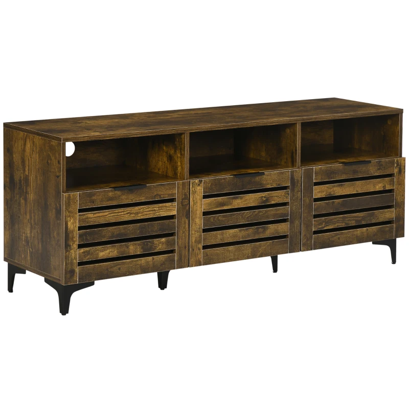 HOMCOM Comoda TV pentru televizoare cu diagonala de pana la 65'', consola TV cu sertar, usi si rafturi de depozitare pentru sufragerie, dormitor, maro rustic