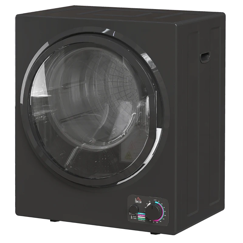 HOMCOM Secadora eléctrica portátil 850W, capacidad 33L 4 modos de funcionamiento, acero inoxidable, 49 x 40,5 x 60 cm, negro