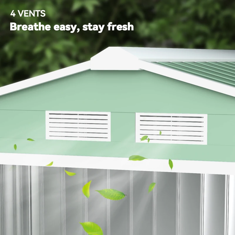 Outsunny Abri de Jardin 2,5 m² - Remise pour Outils avec Fondation - cabanon Porte verrouillable - tôle d'acier Vert clair