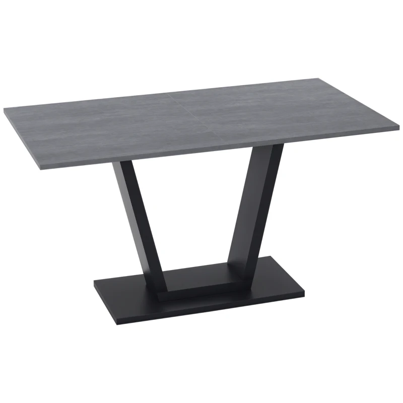 HOMCOM Tavolo da Pranzo per 4-6 persone con Piano Effetto Marmo, 140x80x76cm, Nero