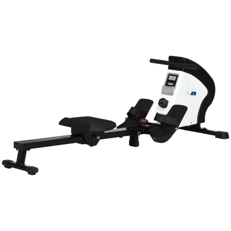 Rameur d'appartement pliable - Aosom.fr x FFHandball - 8 niveaux de résistance magnétique, écran LCD - acier noir blanc