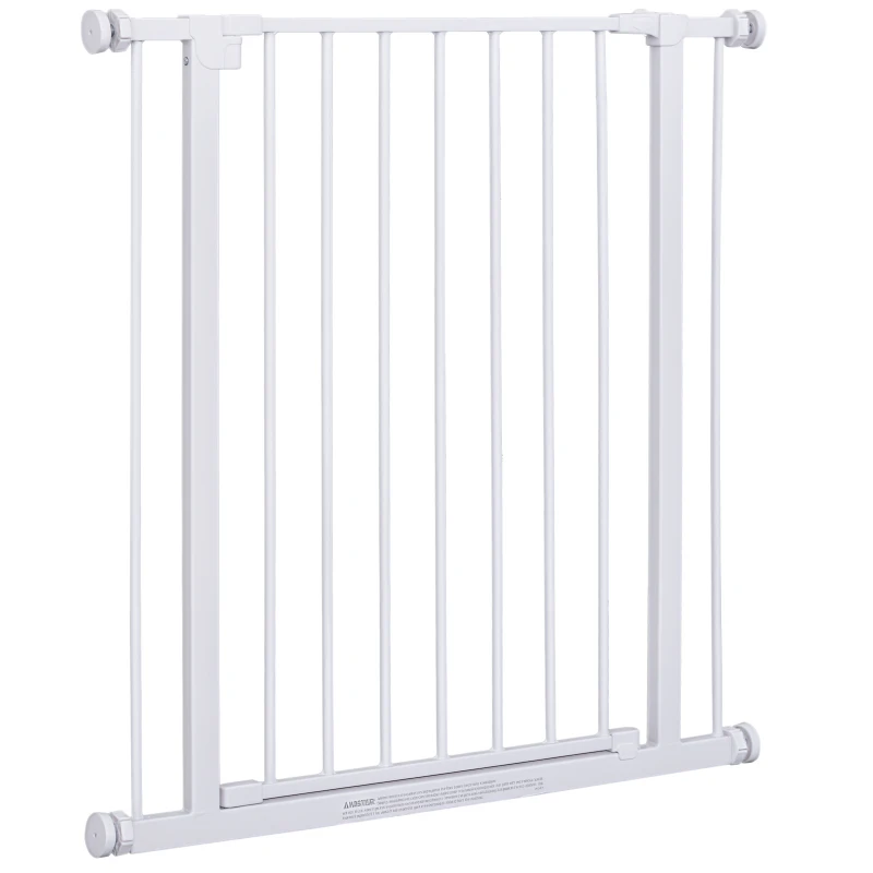 PawHut Cancelletto di Sicurezza per Animali Allargabile Facile Installazione con Supporti a Pressione Acciaio Resistente con una Finitura Verniciata a Polvere Bianco 76x76-82cm