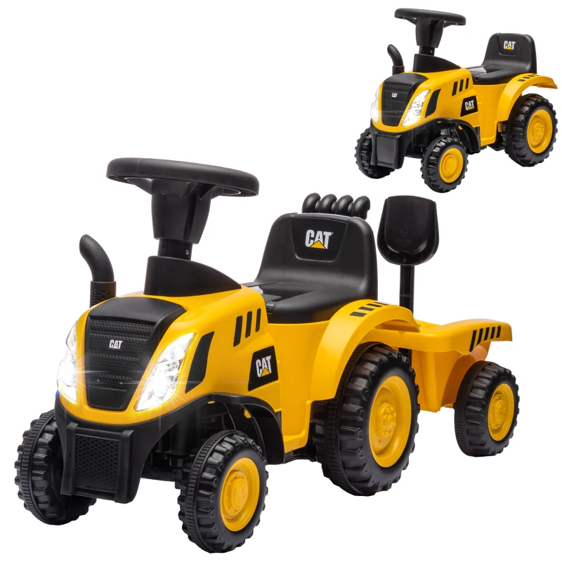 AIYAPLAY Camion, Excavator Jucărie pentru Copii 12-36 Luni cu Cupă și Remorcă Integrate, 91x29x44 cm, Galben