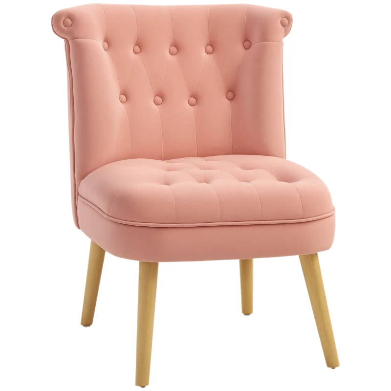 HOMCOM Sedia Moderna per Soggiorno e Sala da Pranzo con Seduta Imbottita e Tessuto Vellutato, 60x66x79 cm, Rosa