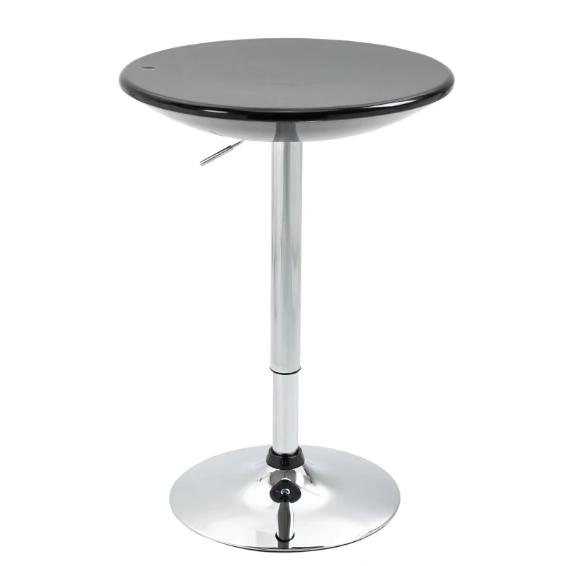 HOMCOM Mesa de Bar Regulable en Altura Giratoria 360º con Base Redonda Mesa Alta de Acero Moderna para Cocina Comedor Cafetería 61x61x76-97 cm Negro