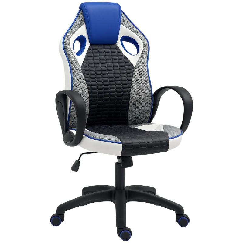HOMCOM Cadeira Gaming com Altura Ajustável Suporte Lombar e Apoio para a Cabeça 60,5x67x107,5-116,5 cm Multicor
