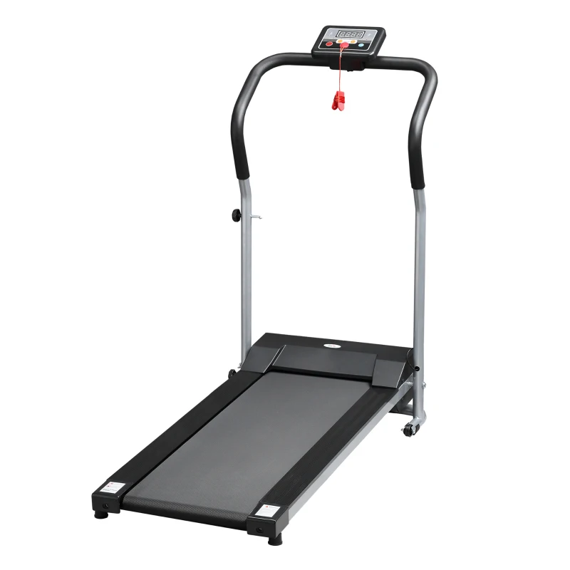 HOMCOM Cinta de Correr Plegable Velocidad de 1-10km/h Cinta de Andar Eléctrica con Pantalla LCD Botón de Emergencia y Carga Máx. 110 kg para Fitness Hogar Oficina 122x62,5x119 cm Plata y Negro