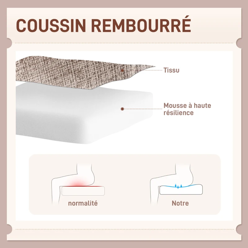 HOMCOM Chaise bureau ergonomique, fauteuil de bureau avec siège pivotant à retour automatique, 60 x 66 x 86,5 cm, brun clair