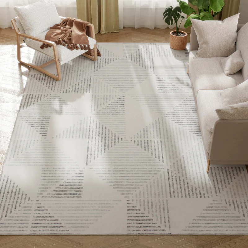 HOMCOM Modern Area Rug, Geometric Pattern Non-Slip Washable Rug, Soft Floor Carpet for Living Room, Bedroom, Dining Room, Home Office, 290 x 200 cm, Grey