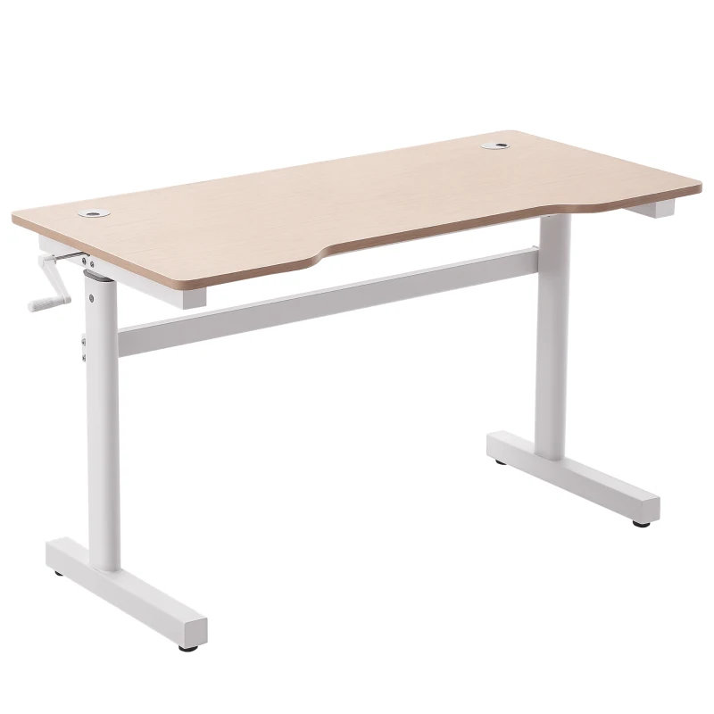 Vinsetto Scrivania Regolabile in Altezza con Regolazione Manuale a Manovella, 120x60x72-117cm, Bianco