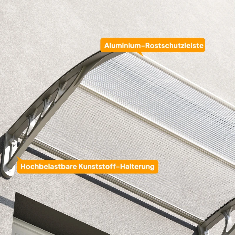 Outsunny Vordach, Haustürvordach, Überdachung für Eingänge und Fenster, 100L x 75B x 23H cm, Silber