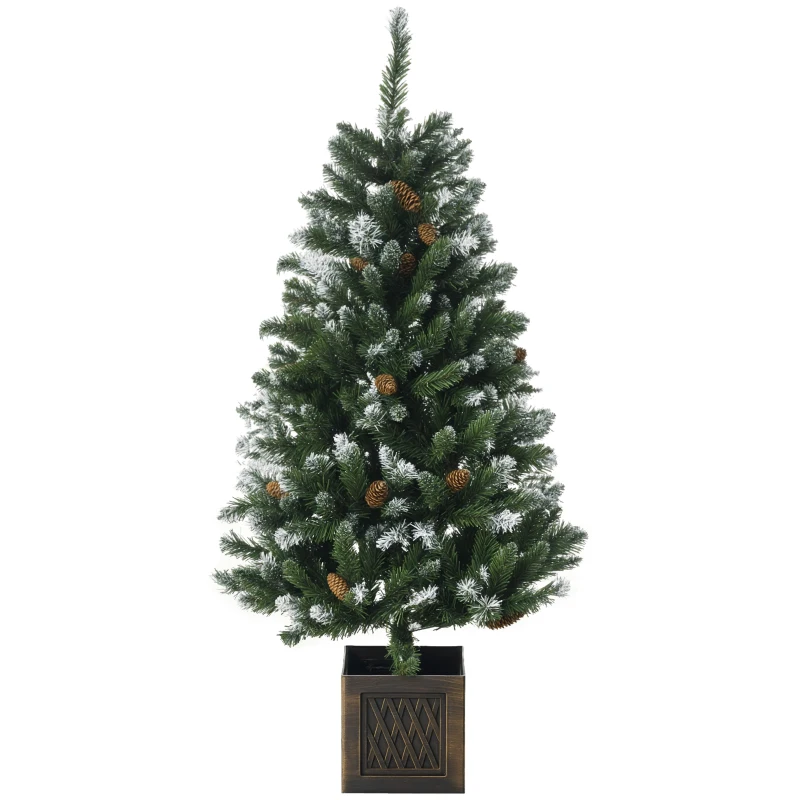 HOMCOM Árbol de Navidad Artificial 120 cm Árbol de Navidad Nevado con 328 Ramas y Soporte Metálico Decoración Navideña Verde