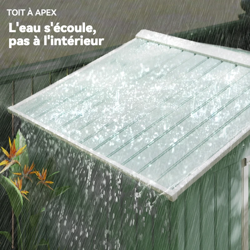 Outsunny Abri de Jardin 2,5 m² - Remise pour Outils avec Fondation - cabanon Porte verrouillable - tôle d'acier Vert clair