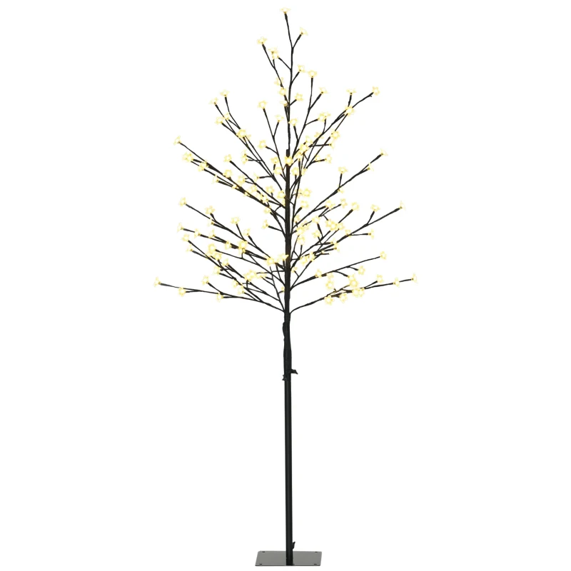 HOMCOM Luz de Árbol de Cerezo con 150 Luces LED Lámpara Decorativa de Flor de Cerezo para Interiores 17x17x150 cm Negro