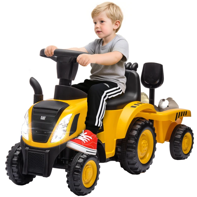 AIYAPLAY Camion, Excavator Jucărie pentru Copii 12-36 Luni cu Cupă și Remorcă Integrate, 91x29x44 cm, Galben