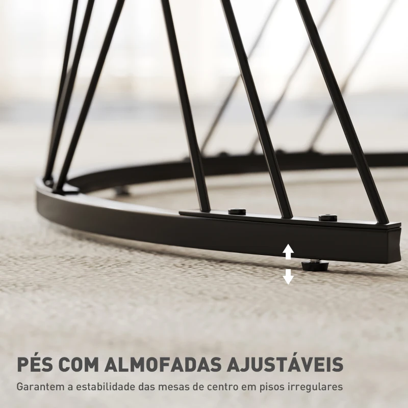 HOMCOM Conjunto de 2 Mesas Auxiliares Redondas com Bancada com Imitação de Mármore Estrutura de Metal  Cinzento e Branco