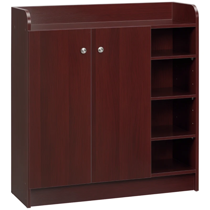 HOMCOM Armadio Scarpiera Moderno e Salvaspazio in Legno per 12 Paia con 4 Ripiani Aperti, 83x30x90 cm, color Caffè