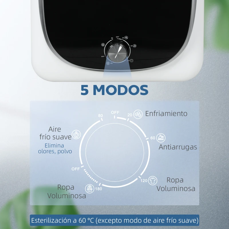 HOMCOM Secadora de Evacuación 4 KG 800W Función Antiarrugas Función Esterilizar 5 Programas Carga Frontal 48x40x56 cm Blanco