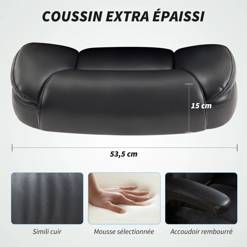 HOMCOM Fauteuil de bureau avec accoudoirs relevables, chaise de bureau ergonomique, hauteur réglable, fonction de bascule, noir