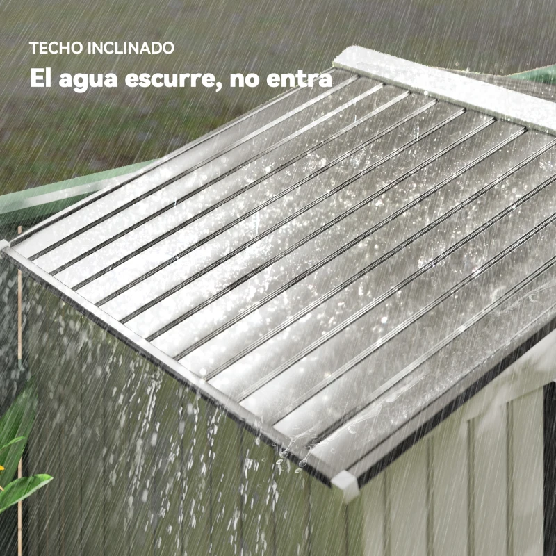 Outsunny Caseta de Jardín 213x130x185 cm Cobertizo Metálico de Exterior para Almacenamiento de Herramientas Blanco