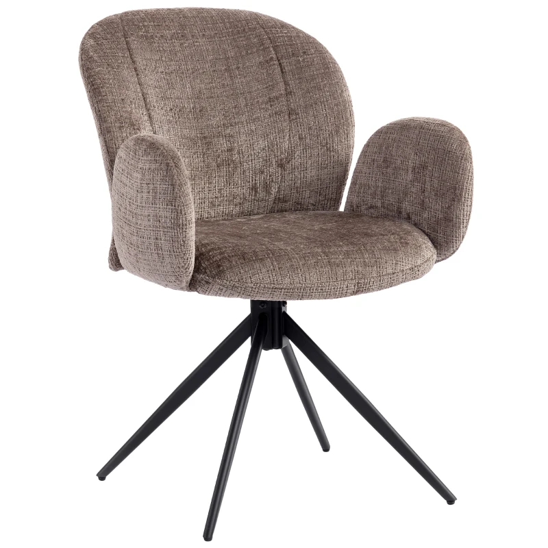 HOMCOM Chaise bureau ergonomique, fauteuil de bureau avec siège pivotant à retour automatique, 60 x 66 x 86,5 cm, brun clair
