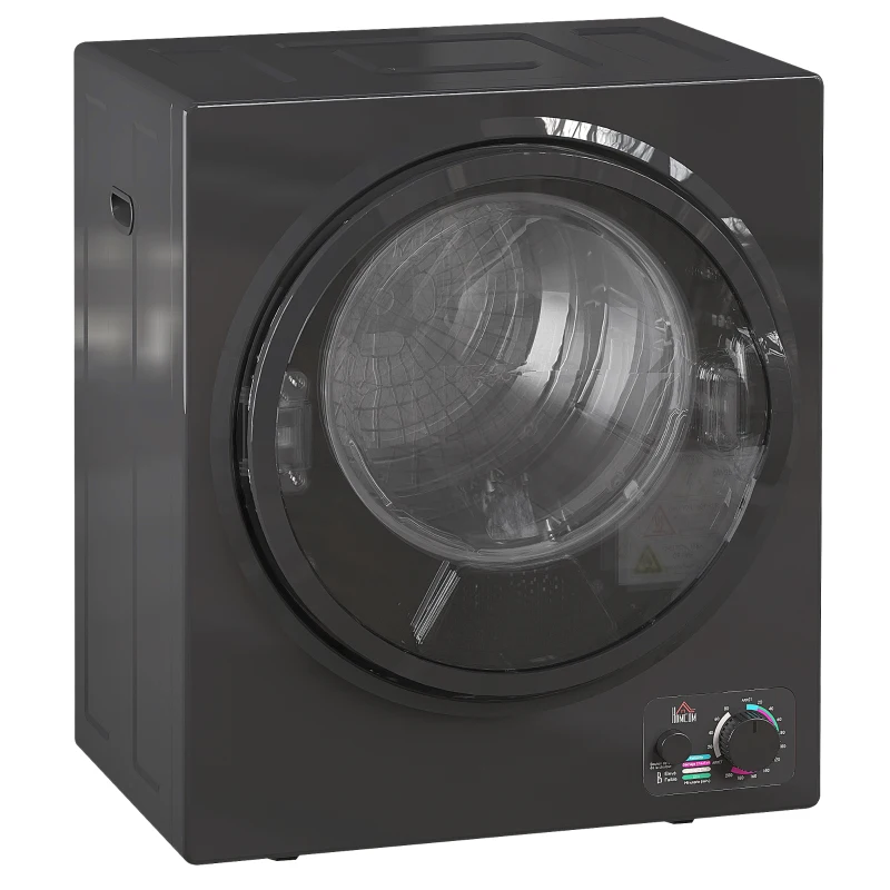 HOMCOM Secadora eléctrica portátil 850W, capacidad 33L 4 modos de funcionamiento, acero inoxidable, 49 x 40,5 x 60 cm, negro