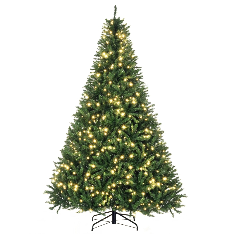 HOMCOM Sapin de Noël Artificiel Lumineux 210H cm LED x 700 Blanc Chaud + Support Pied 2154 Branches Vert