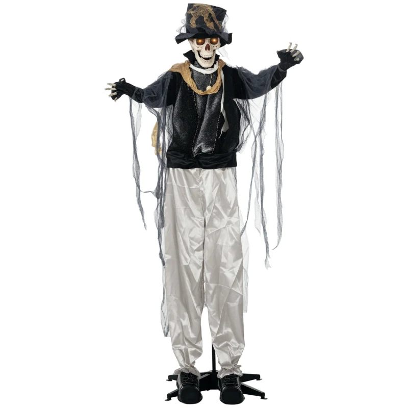 HOMCOM Halloween-Geist, Halloween-Dekoration, Soundfunktion, mit Bewegungssensor und LED-Lichtern, 101 cm x 64 cm x 178 cm