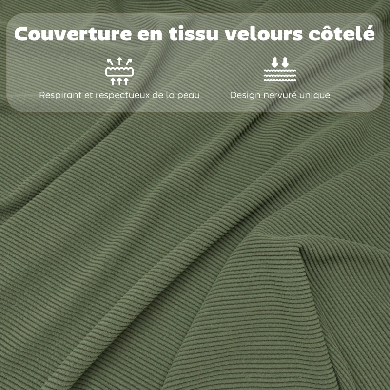 HOMCOM Lot de 4 chaises pliantes chaises de salle à manger portables avec assises et dossiers rembourrés en velours côtelé vert