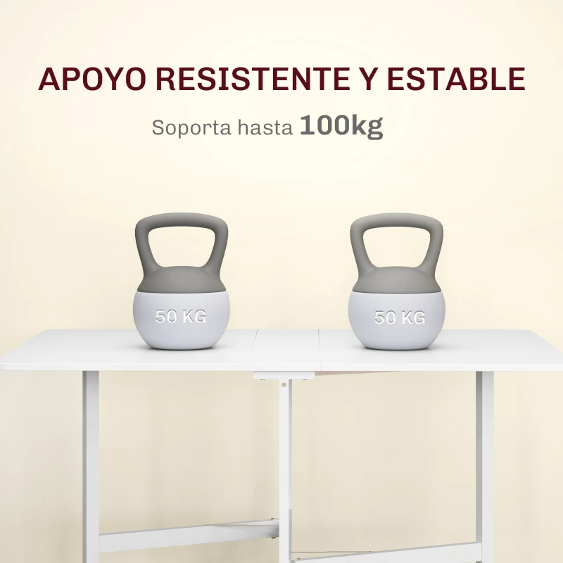 HOMCOM Mesa de Comedor Plegable para 4-6 Personas con Ruedas y Alas Abatibles Mesa Abatible para Cocina 120x80x73 cm Blanco