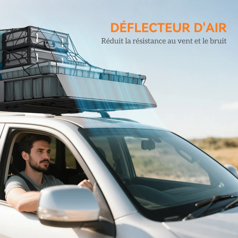 HOMCOM Porte-bagage pour voiture universel, galerie de toit pour voiture en acier charge 90,7 kg 110,5 x 99,5 x 18,5 cm, noir