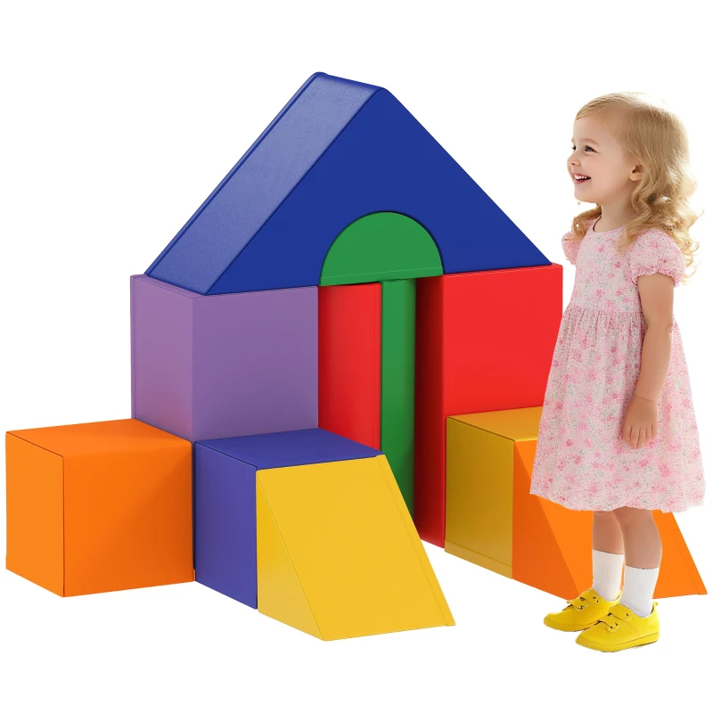 HOMCOM Set di Costruzioni Morbide per Bambini da 1-3 Anni con 11 Forme, in PU e EPE, Colori Vari