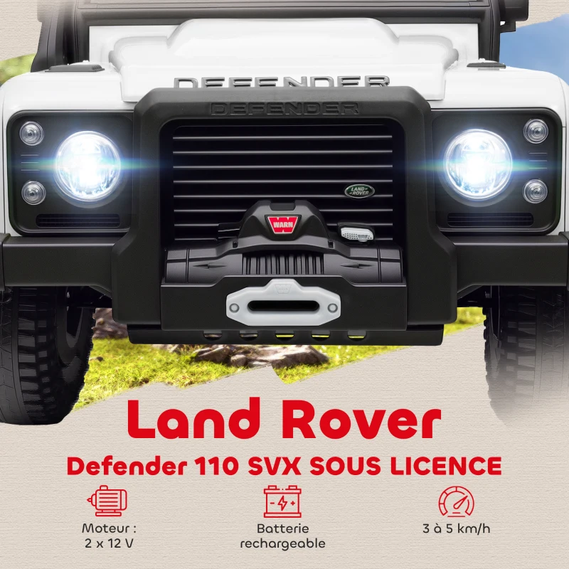 AIYAPLAY Voiture électrique enfants, télécommande 2,4G, 3 vitesses, 4 roues à suspension, musique, lumières LED et klaxon, blanc