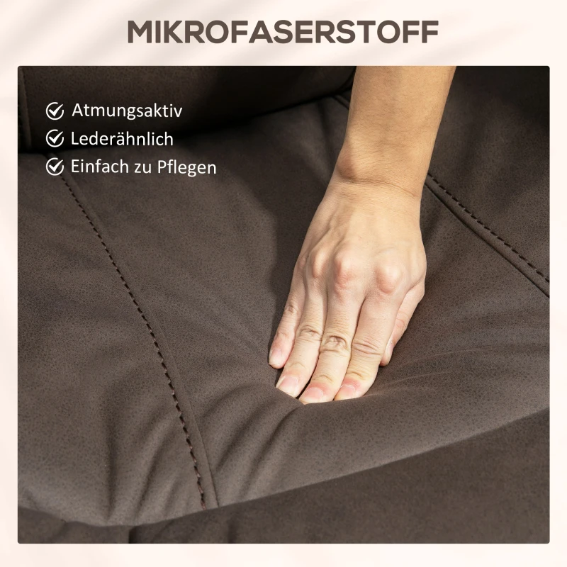 HOMCOM Polstersessel mit Fußstütze, Entspannungssessel zum Zurücklehnen, Mikrofaserbezug in Lederoptik, Metallstruktur, Braun(m-7)